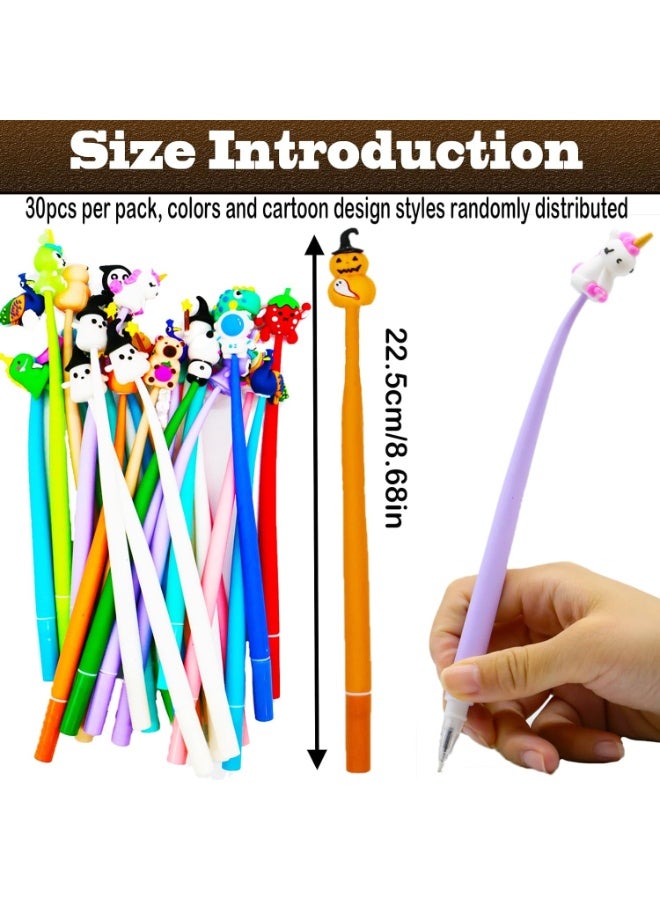 kunshao 30 Piece 0.5mm Cartoon Head Gel Ink Swinging Pens, Assorted Cute Styles Rollerball Pens for Kids Students School Supplies, Ramadan Eid Gift for Girls Boys Classroom Reward - Image 5
